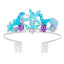 AMCAMI Mermaid Crown Seashell Headband - Fish Scale Hair Accessory for Women, Little Mermaid Party Decorations, Birthday Girl Outfit and Costume