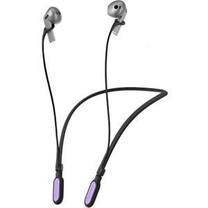 HALLJOY for Galaxy Buds 4/4 Pro/Buds 3/3 Pro Strap Neckband, Anti-Lost Accessories, Support Volume Control, Ergonomic Design, Fit Airpods Pro 3/2/1, Airpods 4, 3, 2, 1, Black Band/Purple Tip