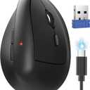 TECKNET Ergonomic Mouse, Wireless Bluetooth Vertical Mouse (BT5.3/3.0 & 2.4G) Rechargeable 4800 DPI Optical Mouse with 6 Adjustable DPI, Quiet Clicks, USB A Receiver, 6 Buttons - Wide Compatibility