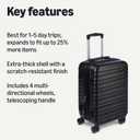 Amazon Basics 21" Hardside Carry-On Luggage with Spinner Wheels, Expandable for Up to 25% More Space, Scratch-Resistant Hard Shell, Telescoping Handle, Black