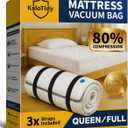 Memory Foam Mattress Vacuum Bag for Moving and Storage, Heavy-Duty Mattress Compression Bag with Adjustable Compression Straps and Dual-Zip Seal (Queen/Full/Full-XL)