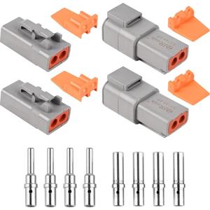 JRready ST6138 DTP Connector Kit 2Pin, DTP 12 Guage 14 Guage Waterproof Connector with Size 12 Solid Contact 12-14 AWG, 2 Sets