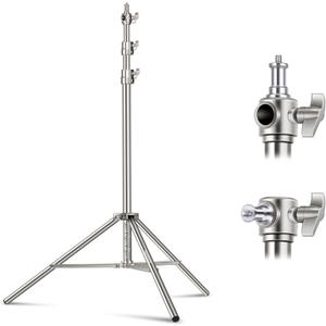 NEEWER 7.2ft/2.2m Stainless Steel Light Stand, Spring Cushioned Heavy Duty Photography Tripod Stand with 1/4 to 3/8 Screw Adapter for Strobe,LED Video Light,Ring Light, Monolight, Softbox
