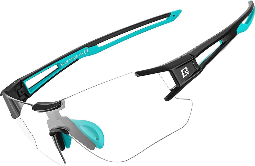 ROCKBROS Cycling Sunglasses Photochromic Bike Glasses for Men Women Sports Goggles UV Protection (Black Green)