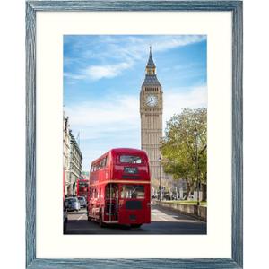 wyooxoo 16x20 Picture Frame, Rustic Blue Solid Wood Photo Frames -Display 11x14 Photos with Mat or 16x20 Without - Horizontal and Vertical for Wall, 16x20 - 1 Pack