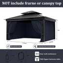 Outdoor Gazebo Curtain Replacement Universal 4-Panel Sidewalls 10' X 13',Outdoor Patio Waterproof Privacy Curtain with Double Zipper for Patio,Garden, and Backyard (Curtain Only)