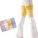 2/4 Pairs Pilates Socks with Grips for Women,Cute Grippy Yoga Non Slip Ruffle Sock for Ballet Barre Barefoot Hospital Workout