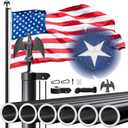 Heavy Duty Flag Poles for Outside House Inground, 20FT 12 Gauge Extra Thick Aluminum Flag Pole Kit, High Wind Resistance with Embroidered American Flag for Residential, Commercial