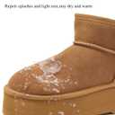 Haifago Platform Mini Snow Boots for Women, Suede Genuine Leather Winter Ankle Booties with Zip up, Womens Classic Fur Lined Short Boot Anti-Slip (9, Chestnut)