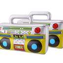 Decora 16 inch Novelty Inflatable Boombox for 80s 90s Party Decoration, Silver, Pack of 2