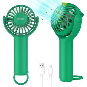 Ohjoin 2 IN 1 Portable Mini Handheld Fan with Keychain Stand, Personal Powerful Cooling Fan, Small Battery Operated Table Fan, Quiet Hand Fan, USB Rechargeable, Birthday Gifts for Women Mom (Green)