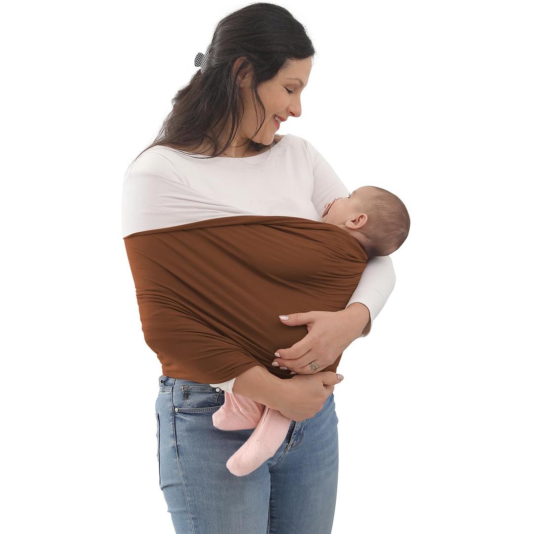 Baby Wrap Carrier, Perfect Baby Carrier Wrap Sling for Newborn and Infant up to 35 lbs. (Sepia/Natural, M (S, M, L of Clothing Size))