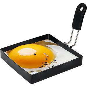 Egg Rings for Frying Eggs, 4" Square Egg Cooking Stainless Steel, for English Muffins Pancake, with Silicone Handle