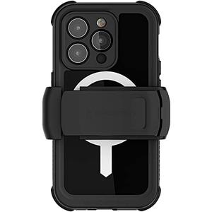 Ghostek NAUTICAL Heavy Duty iPhone 14 Pro Waterproof Case Screen Camera Lens Protector, Belt Clip Holster, MagSafe Magnet Protective Phone Covers Designed for 2022 Apple iPhone14Pro (6.1 Inch) (Black)