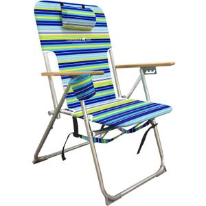 CARIBBEAN JOE Folding Beach Chair, 4 Position Portable Backpack Foldable Camping Chair with Headrest, Cup Holder, and Wooden Armrests