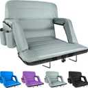 Yeyeeyyee Stadium Seats with Back Support Wide, Exclusive Bleacher Chairs with Back and Cushion Folding Stadium Chairs, 6 Reclining Positions Waterproof Bleacher Seats with 2 Hooks (Wide|22.5" Grey)