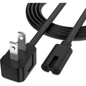 AGVEE 5ft 90 Degree Power Cord for Sony PS5/PS3 Slim, Xbox Series S/X, Xbox One S/X, 2 Prong C7 Universal TV Power Cable Replacement, Sleek Minimalist Design, Black
