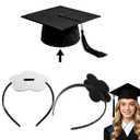 2 x 2 Pcs Graduation Cap Headband, Black Grad Cap Headband Graduation Hat Headbands Holder Firm Anti-Fall Hairband with Adhesive Insert Secure Your Graduate Caps and Hairstyle Accessories for Grad Student