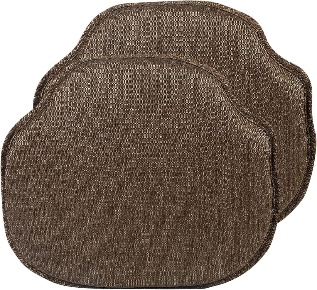 Klear Vu Gripper Omega Non-Slip Windsor Chair Cushions with Skid-Proof Seat Pad for Dining Room, Kitchen, and Office Use, 16x15 Inches, 2 Count (Pack of 1), Chestnut