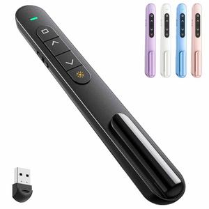 QUI Presentation Clicker for PowerPoint, RF 2.4GHz USB Wireless Presenter Remote with Volume Control, PowerPoint Clicker Slide Advancer for Mac, Windows, Laptop, Keynote