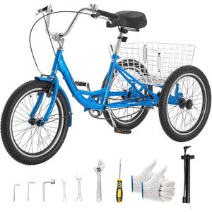 VEVOR Adult Tricycle 20 inch Trike for Adult 3 Wheel Cruiser Bike