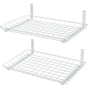 EVERHANGER Garage Wall Shelves 12x18 Inch, Wall Mounted Storage Shelf, Metal Shelf Rack, Heavy-Duty Shelf Organizer 2 Pack, White, 18X 12inch