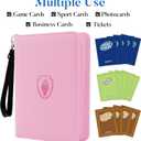 Fabmaker Premium 4 Pocket Zip Card Binder, Trading Card Binder for 320 Cards, Portable PU Card Collection Binder, Collector Card Album Folder for Game & Sports Cards (Pink)