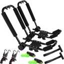 Folding Kayak roof Rack Adjustable for Kayak/Canoe/SUP,J-Bar Rack on Roof Mounting On SUV, Car and Truck Crossbars. (23-krf-1)