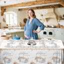 MEHOFOND Fall Pumpkin Baby Shower Decorations Boho Floral Little Pumpkin Party Supplies Blue Disposable Tableware Set 193 Pcs Plates Napkins Plastic Tablecloth for Boy Baby Shower Party