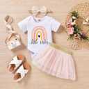 Big Sister Little Sister Matching Outfits Toddler Baby Girl Skirt Outfits, Size 100 (White)