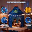 Rocket Space Ship Play Tent for Kids with Star Lights, Astronaut Themed Pop-Up Playhouse for Indoor & Outdoor, Foldable Space Adventure Gift for Boys and Girls