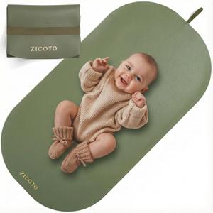 Beautiful Baby Diaper Changing Mat Made of Vegan Leather - Soft and Easy to Wipe Changing Pad for Travel or at Home Use - Lightweight and Foldable Mat That Perfectly Fits Into Any Diaper Bag (Sage Green)