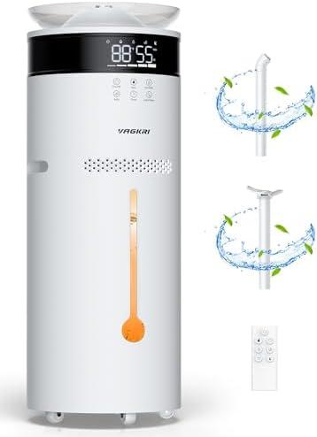 VAGKRI 18L Humidifier Large Room, for 2000 sq ft whole house humidifiers, 5 Mist Levels, 24H Timer, Auto Mode, Top Fill With 2 Extended Tube Quiet Cool Mist Humidifiers for Bedroom Home Baby Plant