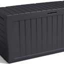 Keter Marvel+ 270L Outdoor 65% recycled Garden Furniture Storage Box Graphite Wood Panel Effect | Fade Free | All Weather Resistant | Safe and Secure | Zero Maintenance 