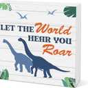 Rustic Dinosaur Wooden Block Sign, Decorative Sign for Boys' Room, Office, Home, Gift Idea, 5" x 5"