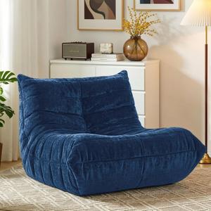 HABUTWAY Bean Bag Chair, Giant Bean Bag Chairs for Adults, Bean Bag Sofa with Filler Faux Fur, Memory Foam Bean Bag Couches Fireside Lazy Sofa for Living Room, Bedroom, Office (Navy Blue)
