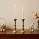Rely+ Gold Candle Holders Set of 2 Decorative Centerpiece Table Candlesticks Holders for Taper Candles Home Decor Easter Candle Holders for Dinner Party Wedding Decorations