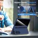 Maxdara for Samsung Z Fold 6 Case, with S Pen Slot & Privacy Tempered Glass Screen Protector & Hidden Kickstand, Support Wireless Charging Phone Cover for Galaxy Z Fold 6 5G, Blue (Privacy Screen)