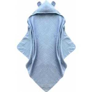 Organic Cotton Toddler Poncho Towel 33"x33" Ultra-Soft Hooded Bath & Beach Towel with Bear Ears Absorbent Kids Towel for Boys & Girls 0-5T, Premium for Pool, Bath & Travel (Blue)