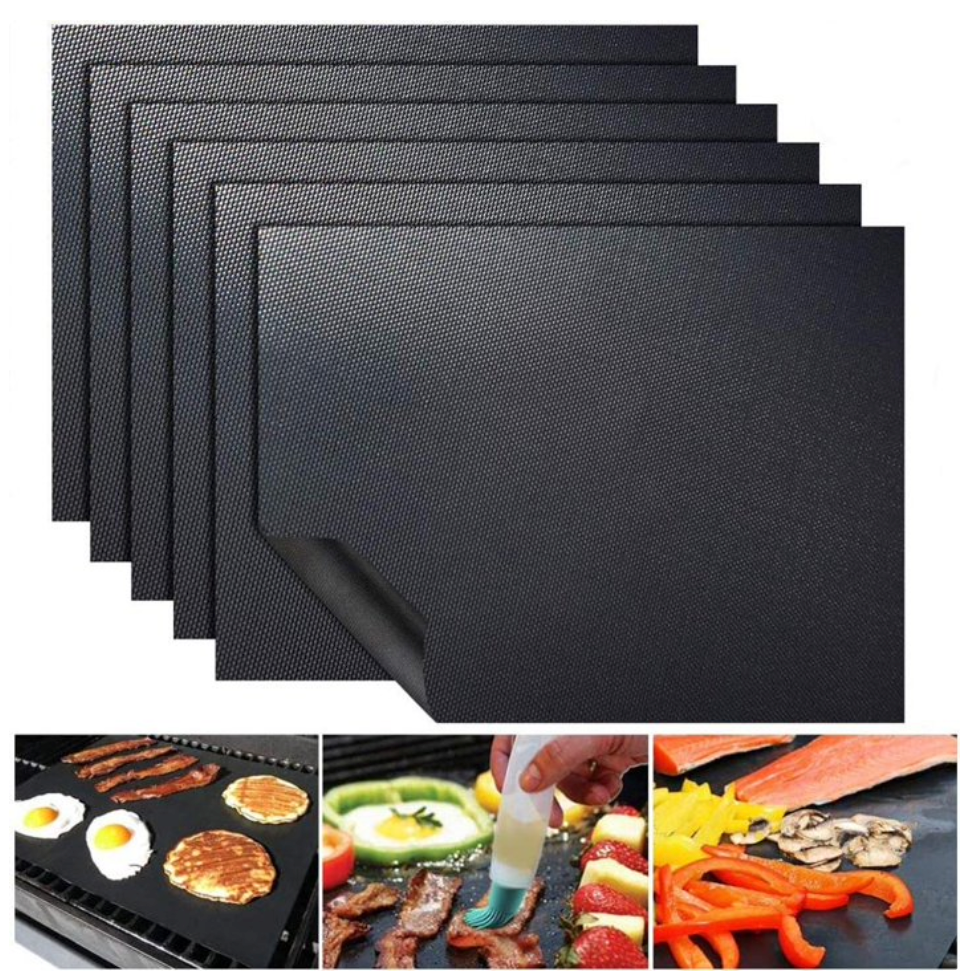 Yomitek BBQ Grill Mat, Non-Stick Reusable Heat Resistant Cooking Mat Pads, Durable Easy to Clean BBQ Baking Grill Sheet Mat 7 Pieces, 17"×16"