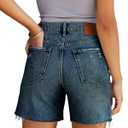 CHICZONE Womens Bermuda Jean Shorts Stretchy Mid Waisted Denim Shorts with Pockets (L)