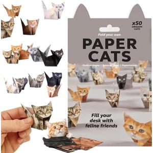 2 x DIY Paper Cats - 50 Sheets DIY Origami Paper to Fold Cute Cat Figures, Fun Craft Activity for Adults, Interesting Craft Activities for Cats Lovers (Cat)