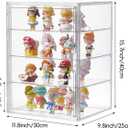 4 Tiers Clear Acrylic Display Case, Plastic Storage Bins with 3 Adjustable Divider and Magnetic Door,Stackable Display Box for Figures Showcase (XXL-4 Tier-1 Pack)