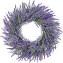 LZNPA 20 Inch Summer Spring Wreaths for Front Door Romance Lavender Wreath, Elegant Artificial Front Door Wreath for All Season Spring Decorations for Home Wall Entryway Farmhouse Porch Room Decor