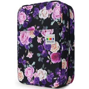 YOUSHARES Big Capacity Colored Pencil Case - 300 Slots large Pen Case Organizer with Multilayer Holder for Prismacolor Colored Pencils & Gel Pen (Purple Pink Rose)