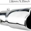 Car Exhaust Tip 2.5 inch Inlet, Universal Car Exhaust Pipe Modification Tail Throat Tail Pipe Stainless Steel Muffler Tip, Adjustable Heart Shaped Car Thickened Pipe (Straight,Silver)