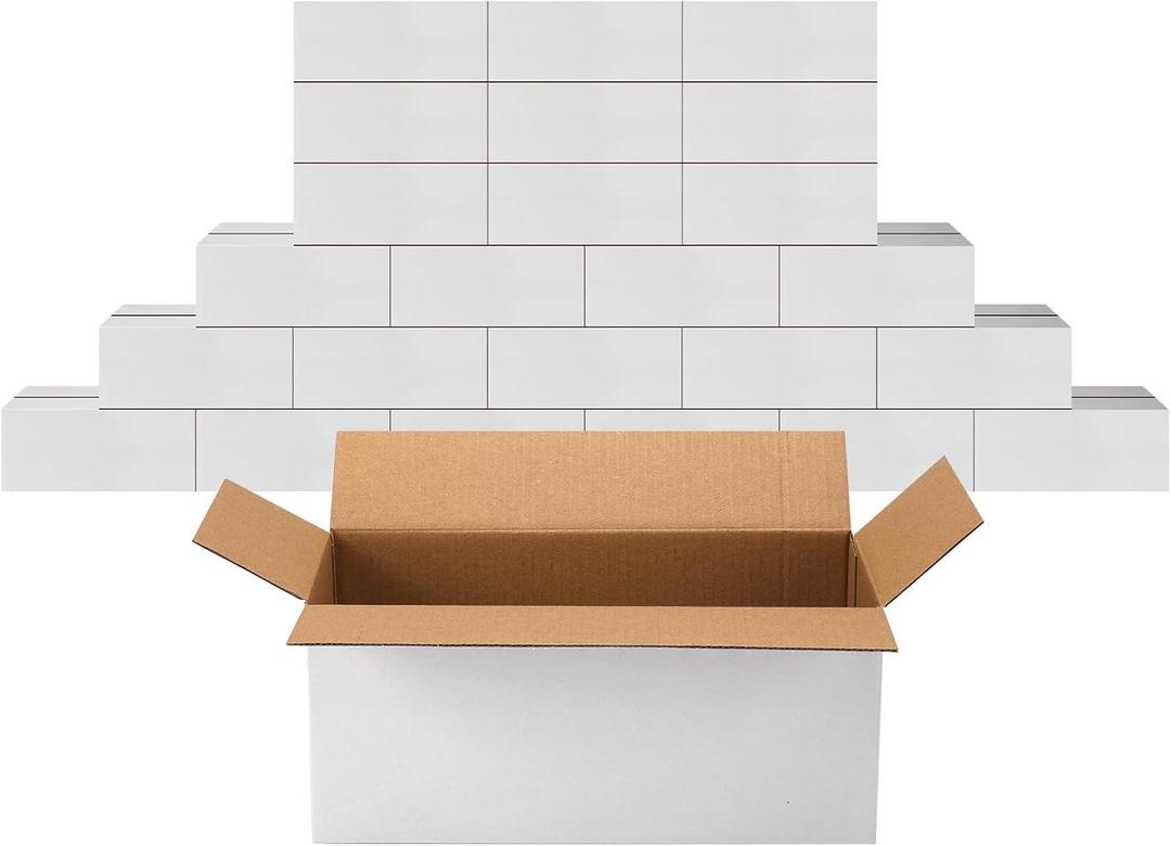 PETAFLOP 8x6x3 Shipping Boxes Set of 25, Small White Cardboard Mailer Box for Packing, Mailing, Business