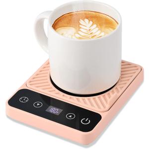 Mug Warmer - Electric Coffee Mug Warmer with Timer,Coffee Cup Warmer for Desk Auto Shut Off, Smart 6-Temperature Control, Coffee Accessories for Coffee Lovers, Pink