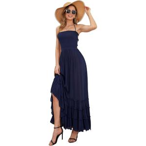 R.YIposha Women's Sleeveless Halter Beach Dresses Strappy Backless Bohemian Maxi Long Dress, 12-14
