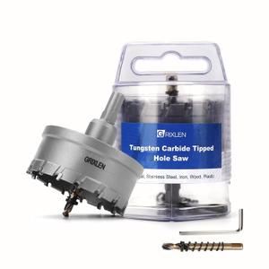 4-3/4" (120mm) Tungsten Carbide Tip Hole Saw,Hole Saw with M2 Pilot Drill bits for for Hard Metal Stainless Steel, Metal, Iron, and Plastic,25mm Drilling Depth (4-3/4" (120mm)